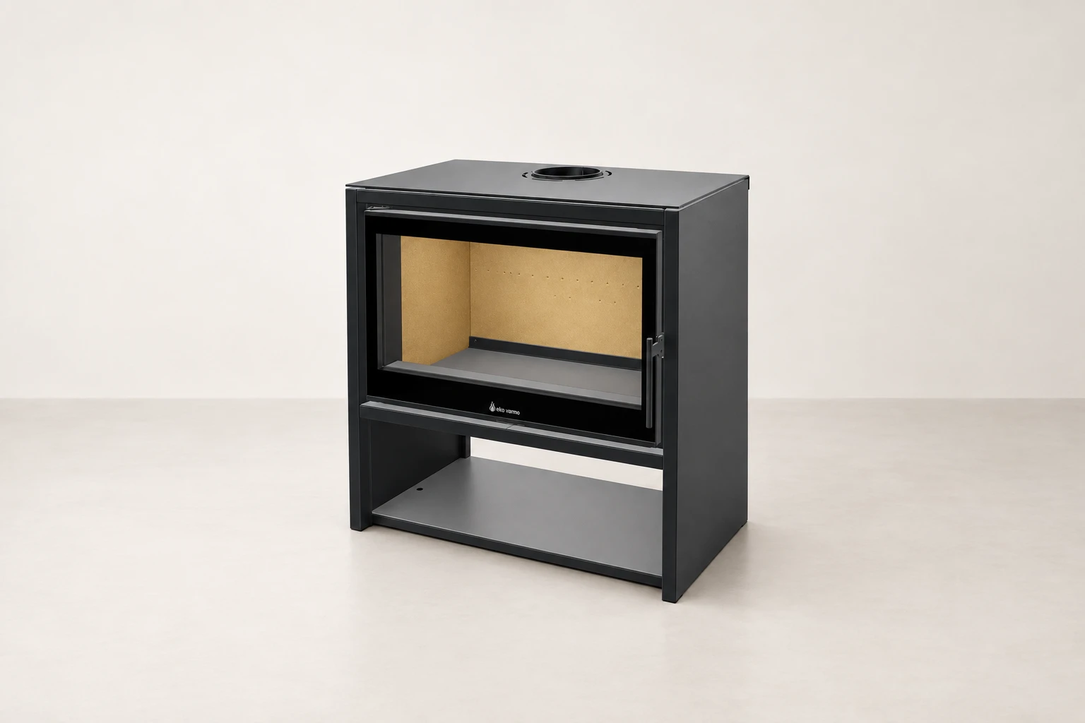Estufa Vantage M con puerta serigrafiada, vista en el configurador 3D